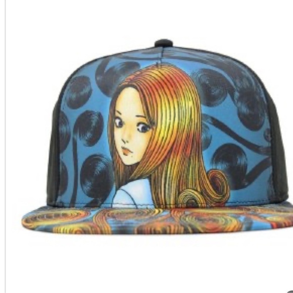 Uzumaki Junji Ito Artistic Blue and Black Snapback Unisex Cap NWT